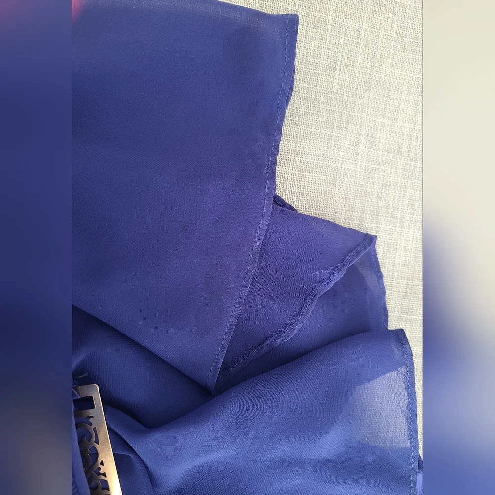 Rimini Couture Woman Size 6 Polyester Waist Accent Long Dress Gown Blue Lined - Picture 6 of 9